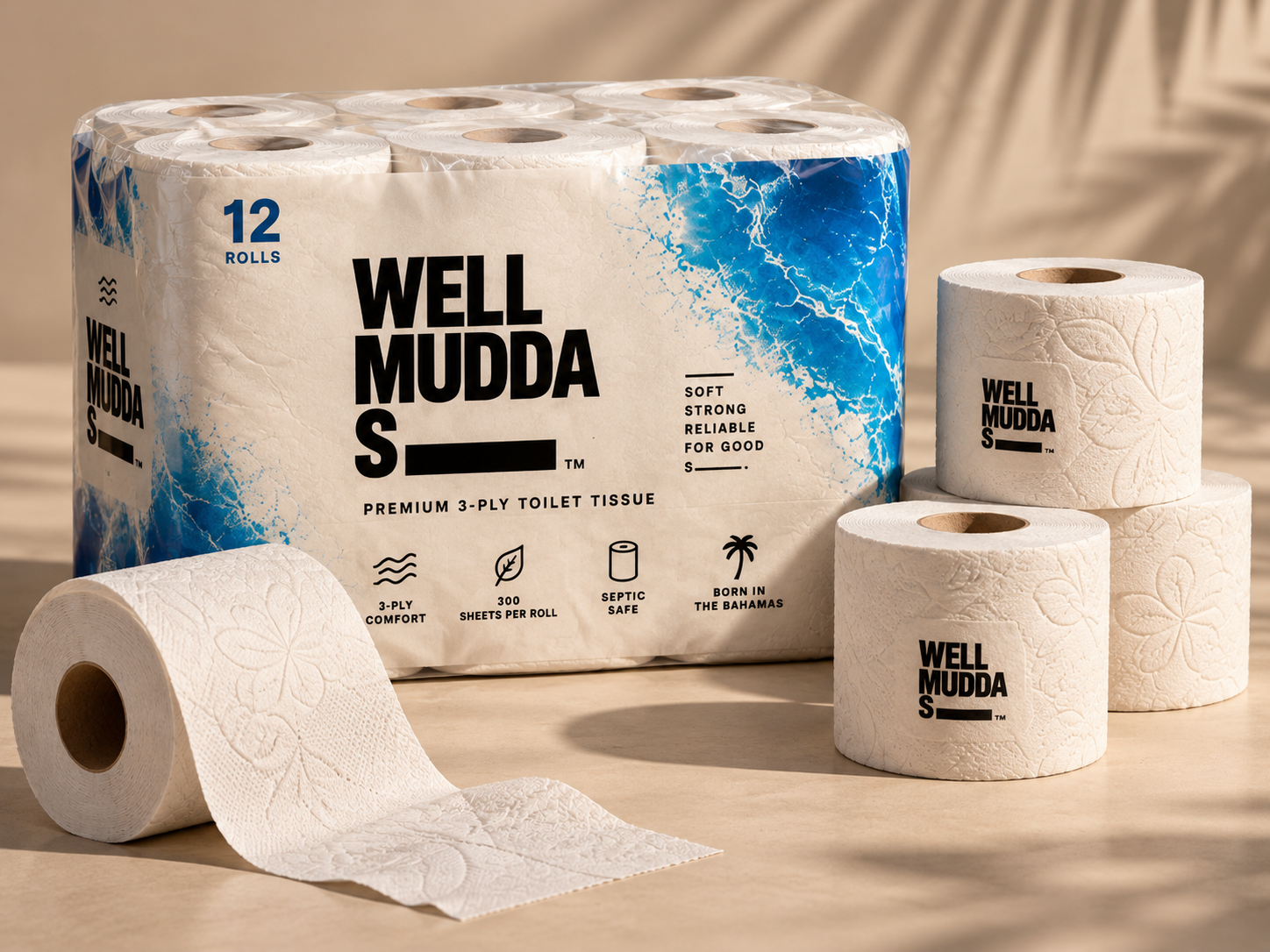 Well Mudda S____ blue-and-cream packaging design direction
